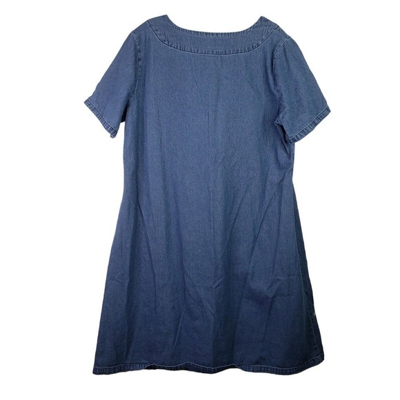 Country Store Denim Dress Modest Length Short Sleeve Floral Womens Size Medium - Picture 3 of 7